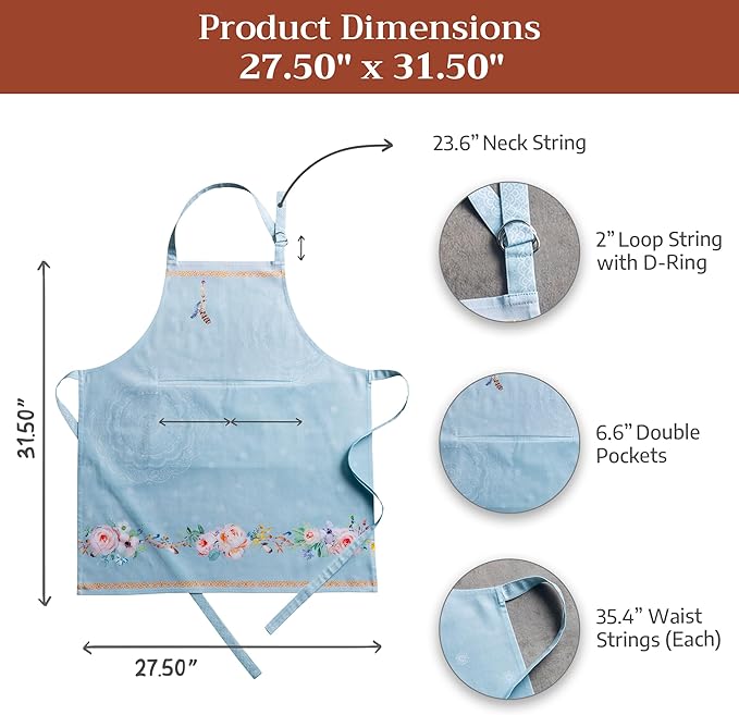 Maison d' Hermine 100% Cotton Apron for women with Pocket Kitchen Chef Apron for Men Cooking Mothers Day Gifts