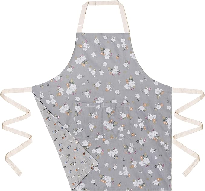 Aoomzoon Kitchen Aprons for Women with 2 Pockets,Double Sided Vintage Adjustable Apron for Gardening Cooking Arting Painting
