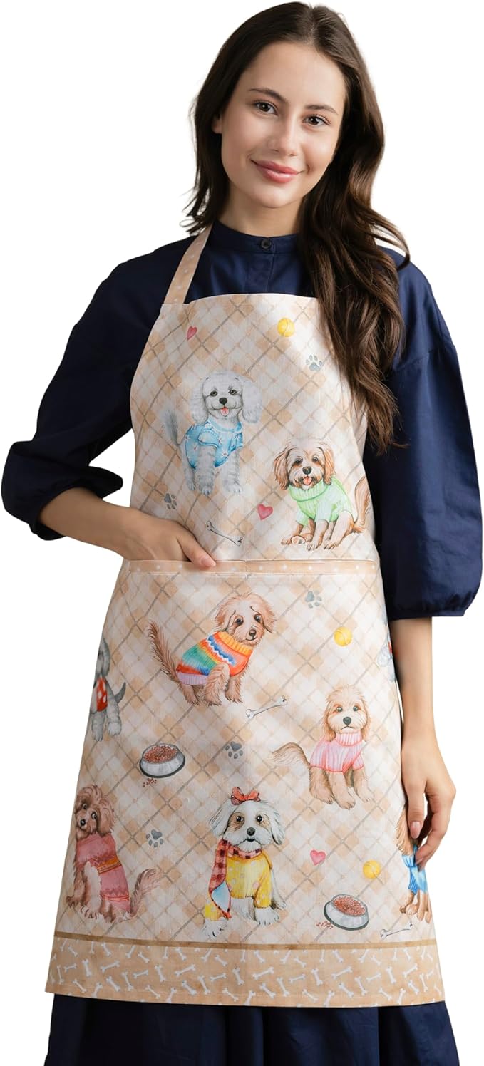 Maison d' Hermine 100% Cotton Apron for women with Pocket Kitchen Chef Apron for Men Cooking Mothers Day Gifts