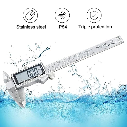 Electronic Digital Vernier Caliper, LOUISWARE Stainless Steel Caliper 150mm/0-6 inch Measuring Tools with Extra-Large LCD Screen, inch/Metric Conversion