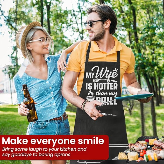 SANDJEST Funny Apron for Dad - Birthday Father’s Day Cooking Grilling Gifts for Mens