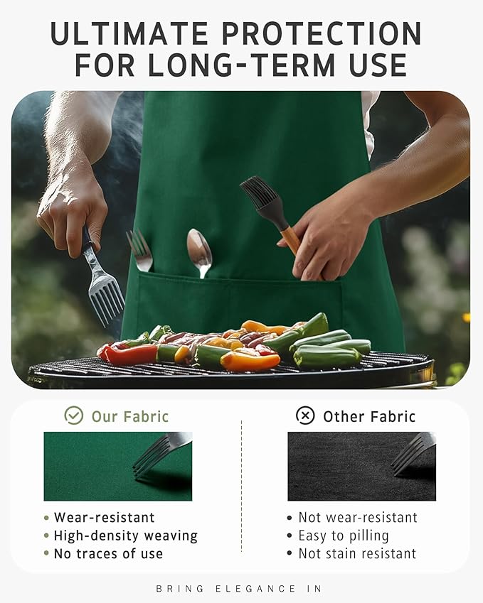 Syntus Apron for Men Women, Adjustable Cooking Kitchen Chef Aprons with 2 Pockets, Cotton/Polycotton/Polyester