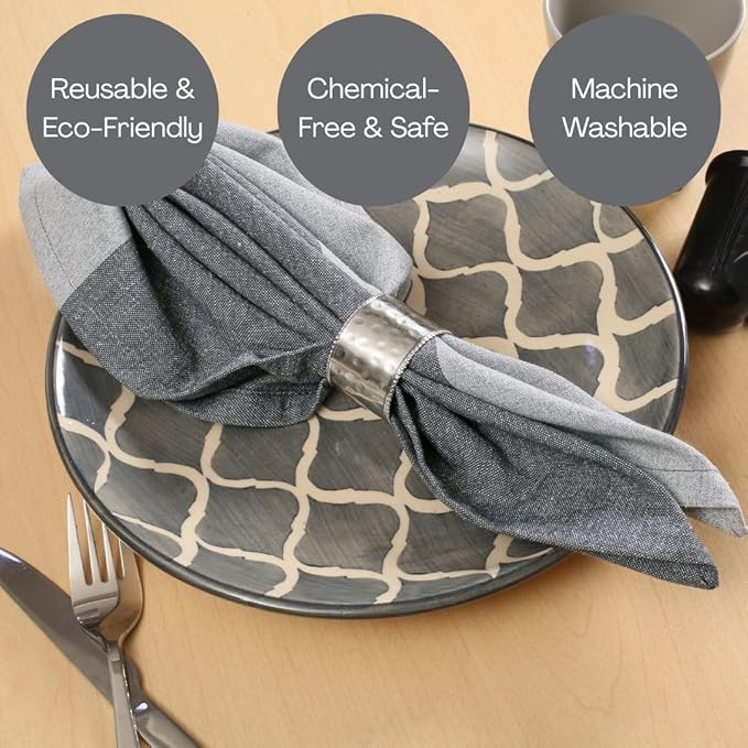 Set of 12 Cloth Dinner Napkins Cotton - Soft Durable Washable - Ideal for Farmhouse Party Wedding Christmas - Perfect Everyday Use Table Linen 18x18 inch Cloth Napkins Grey