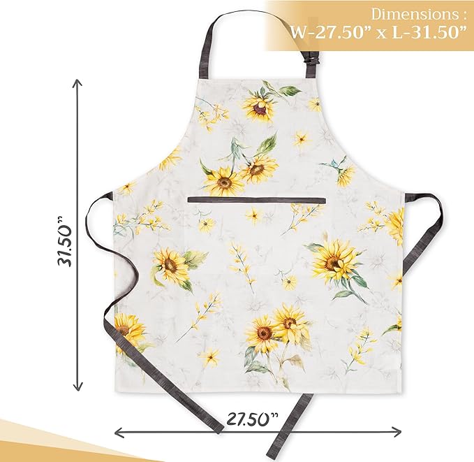 Maison d' Hermine 100% Cotton Apron for women with Pocket Kitchen Chef Apron for Men Cooking Mothers Day Gifts