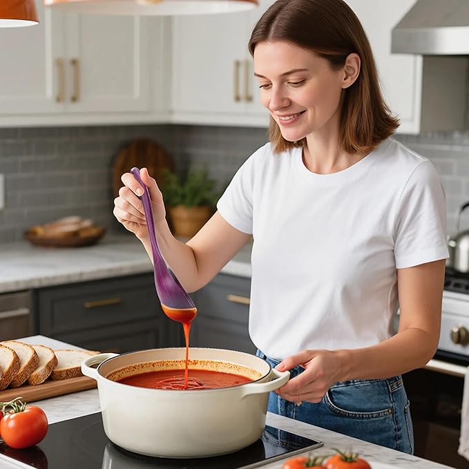 Pakkawood Deep Soup Ladles with Spout | 9.6 inch Big Soup Ladle for Cooking | Wooden Spoons for Cooking | Wood Kitchen Utensil | Byzantium