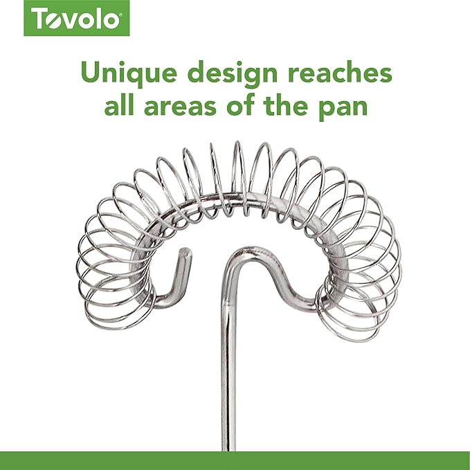 Tovolo Spiral Whisk Stainless Steel 10” Sauce and Gravy Whisk for Cooking Blending Mixing Stirring Whipping Whisking and Egg Beating, Easy to Clean Dishwasher Safe Kitchen Flat Bottom Coil Whisker