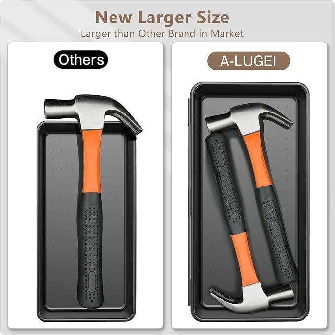 A-LUGEI【𝟰𝟲𝗣𝗖𝗦 & 5 Size】Tool Box Organizer Tray Divider Set, 【Black】 Bathroom Drawer Organizer Bin, Garage Organization and Storage Toolbox Rolling Tool Chest Cart Cabinet WorkBench Small Part