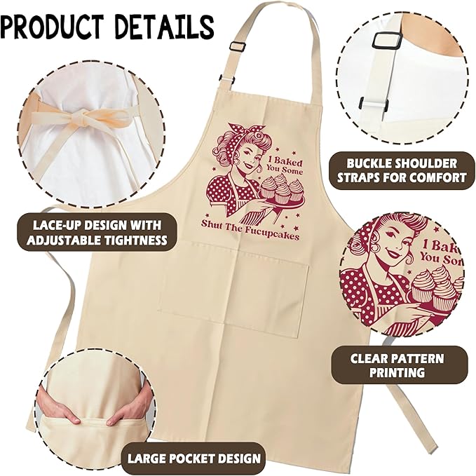 Funny Aprons for Women - Baking Gift for Women, Mothers Day Christmas Birthday Gifts, Perfect for Cooking, Bartending