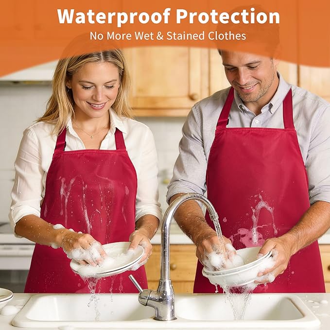SHEOMERN Aprons for Men Kitchen Cooking – Waterproof & Oil Proof 3-Layer Long Pocket-Free Chef Apron for Grilling BBQ Baking – Gift for Men