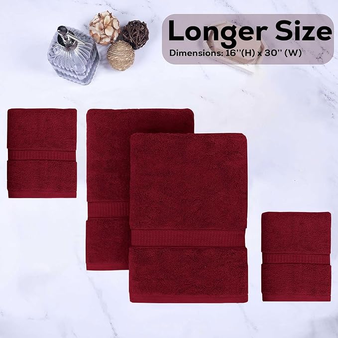 GOLD TEXTILES Premium Hand Towels for Bathroom -100% Ring Spun Cotton (Red Wine,4 Pack, 16x30 Inches) Luxury Soft Absorbent & Quick Dry, Bathroom Hand Towel Perfect for Hotel, Salon, Gym & Spa