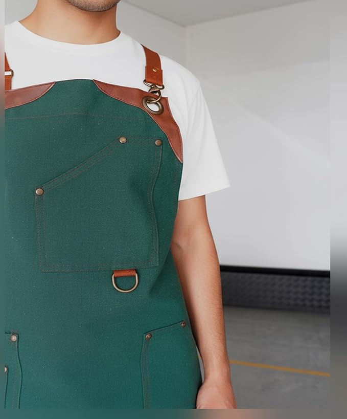 Professional Work Apron for Men & Women – 100% Cotton with waterproof Membrane, Cross Back Straps