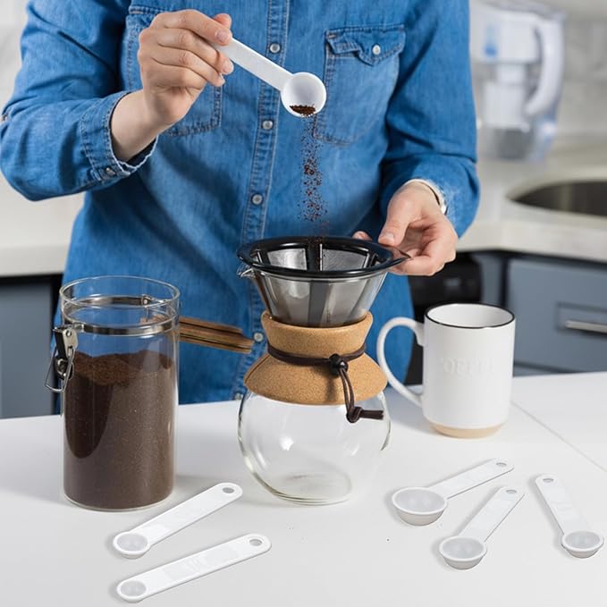 Frienda 20 Pieces White Plastic Measuring Cup Spoons for Kitchen Cooking Baking Dry and Liquid Ingredients