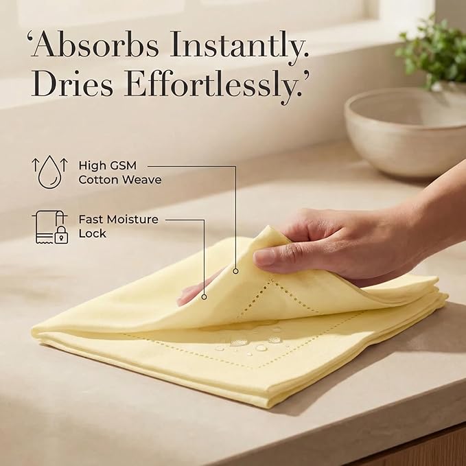 Urban Villa Cloth Napkins Set of 12 (20x20)100% Cotton Hemstitch Napkins Cloth Washable Durable Reusable Absorbent Table Dinner Napkins Cloth for Easter Decorations Restaurant Weddings Parties -Yellow