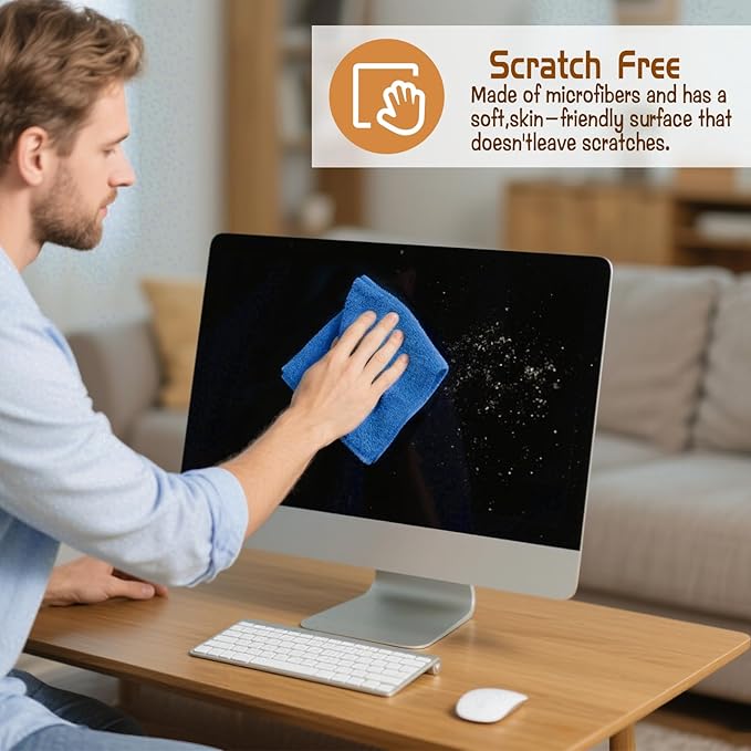 8 Pcs Highly Absorbent Microfiber Cleaning Cloth, 15.75"x15.75" Large Washable Reusable Microfiber Towel for House Floor Kitchen Car Window, Lint and Streak Free