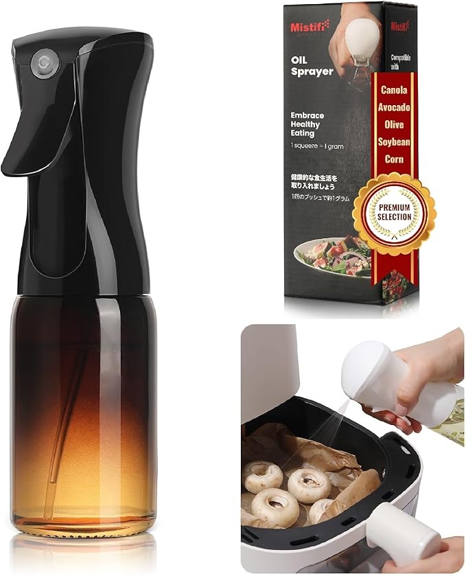 Mistifi Dark Glass Oil Sprayer150ml – Fine Mist Olive Oil Dispenser for Cooking Air Fryer & BBQ Refillable Dark Glass Bottle for Healthy Cooking & Baking(PS641)