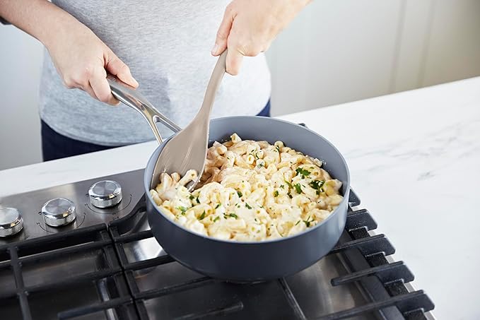 GreenPan Silicone Solid Spoon, Mixing Stirring Serving, Cooking Kitchen Utensil, Flexible Rubber Nonstick Cookware, Rigid Steel Core, Heat-Resistant, Anti-Slip Handle, BPA-Free, Dishwasher Safe, Taupe