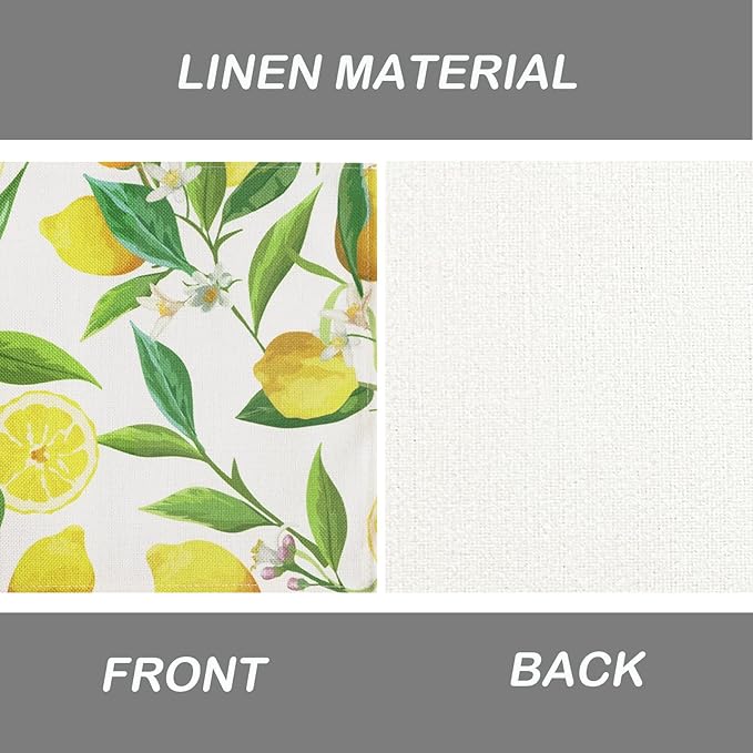 Lemon Table Placemats Set of 4 Place Mats Linen Washable Wipeable Placemats Heat Resistant Placemats Fabric Waterproof Rectangle Table Mat for Kitchen Dining Dinner 18 X 12 Inch, Lemon