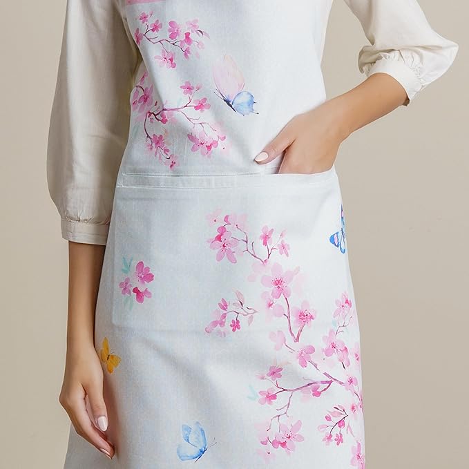 Maison d' Hermine 100% Cotton Apron for women with Pocket Kitchen Chef Apron for Men Cooking Mothers Day Gifts