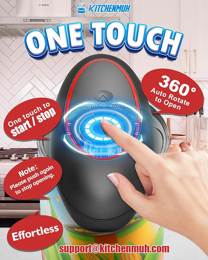 One Touch Electric Can Opener Fits Almost All Can Sizes for Seniors with Arthritis, Hand Held Battery Operated Can Opener with Smooth Edge, Food Safe Kitchen Gadgets Automatic Can Opener for Kitchen