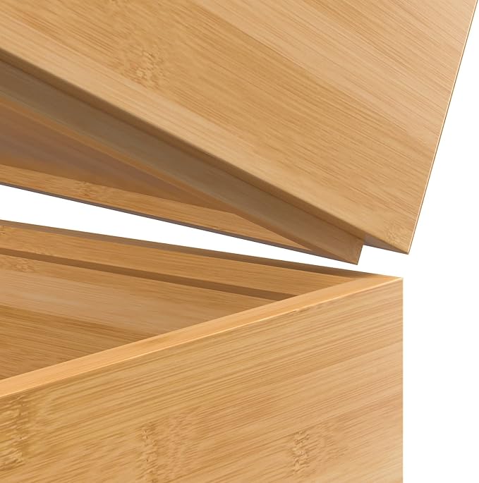 VeyFey Silverware Tray for Drawer, Stackable Kitchen Bamboo Drawer Organizer 12" x 3" x 2" Set of 2