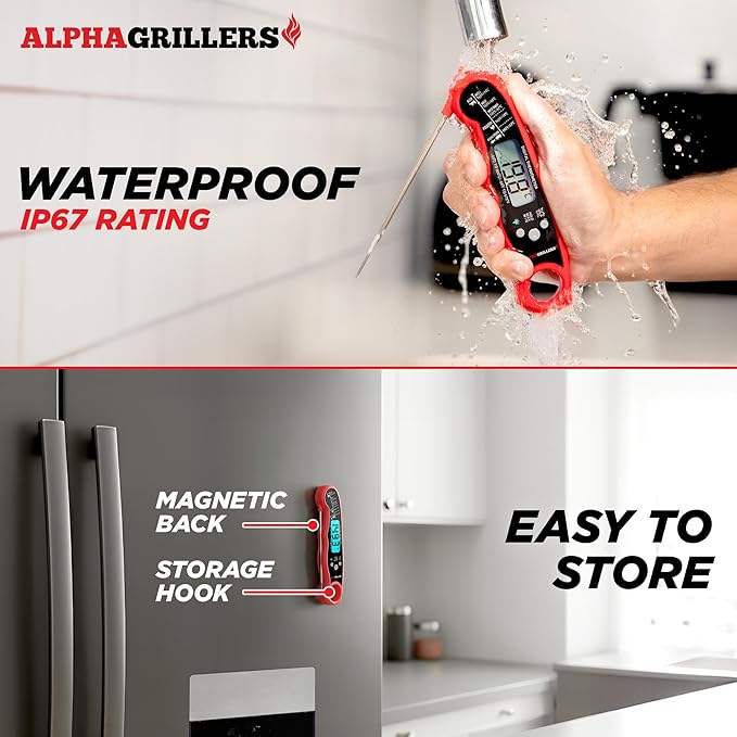 Alpha Grillers Meat Thermometer Digital – Instant Read Food Thermometer for Cooking & Grilling – Professional Kitchen Gifts for Men, Dad & Mom