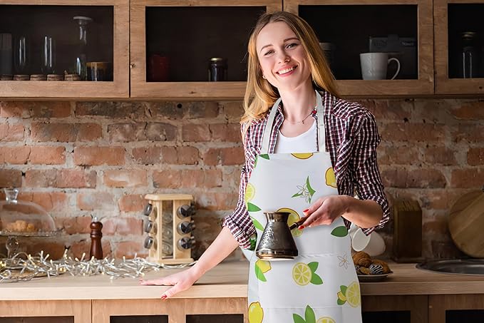 ZiQilin Adjustable Waterproof Kitchen Apron for Women with 2 Pockets Cooking Chef Apron Gardening Funny BBQ Aprons for Men