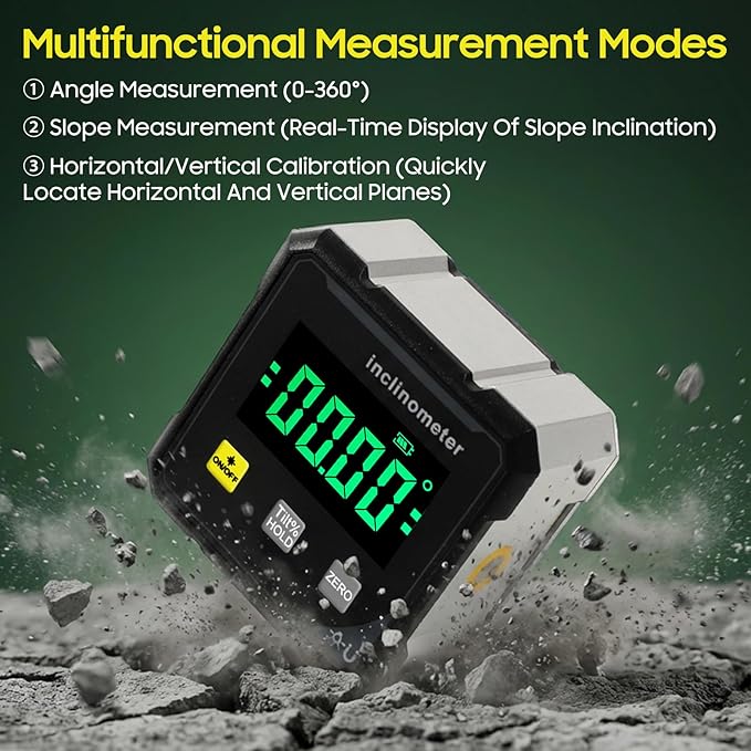 Digital Angle Finder Protractor Tool,4×90° High Accuracy Measuring Tool with Large Display,4-Side Magnetic Angle Gauge, Cube Inclinometer, Table Saw Miter Protractor, Woodworking Measuring Tool