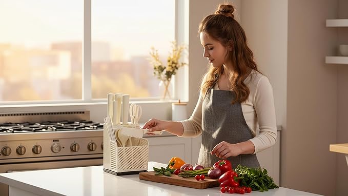 Multi-Functional Kitchen Countertop Knife Holder,Detachable Design For Easy Cleaning,Ideal Storage Solution For Knives,Forks And Spoons