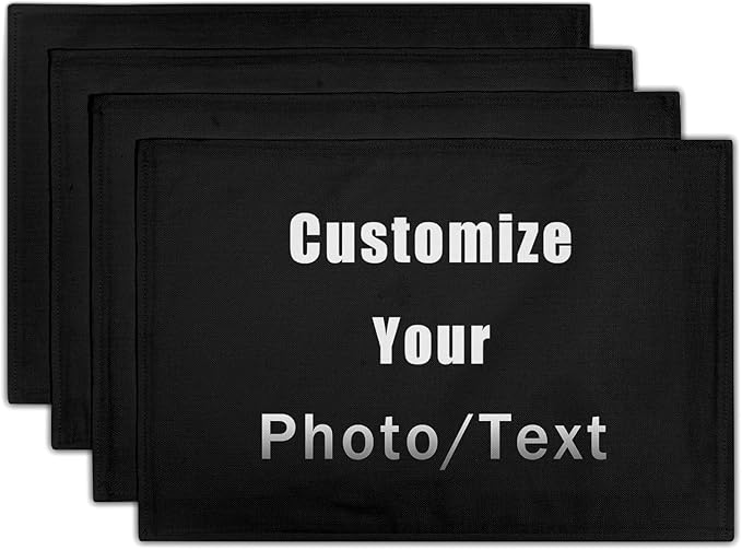 Custom Placemat Set of 4,Personalized Photo Table Mat 12×18 Inch Washable Heat Resistant Design Your Image Text Place Mat for Party Kitchen Dining Home