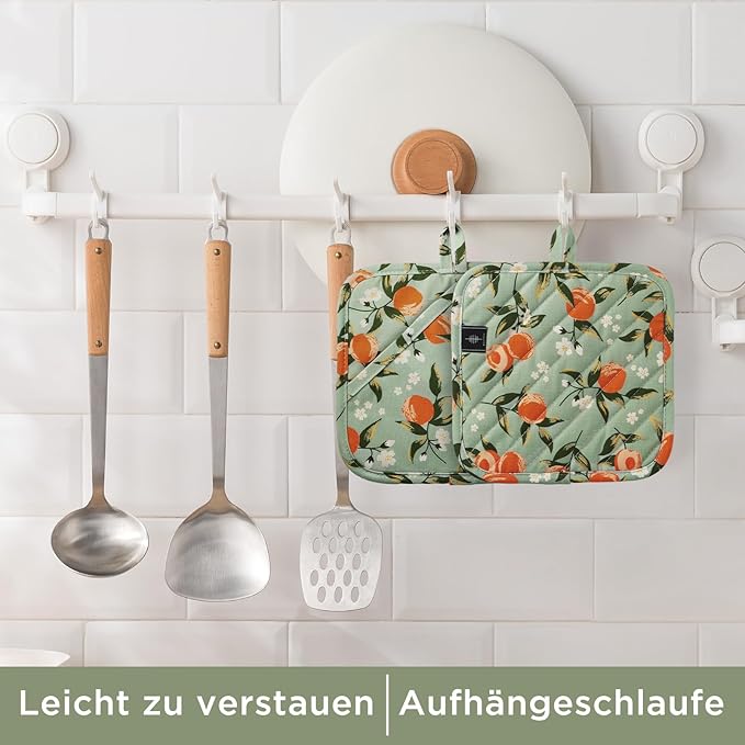 BONTHEE Pot Holders for Kitchen Heat Resistant Hot Pads for Countertops Oven Pot Holders Cotton Potholders for Kitchen Cooking Baking (Watercolor Apricot)