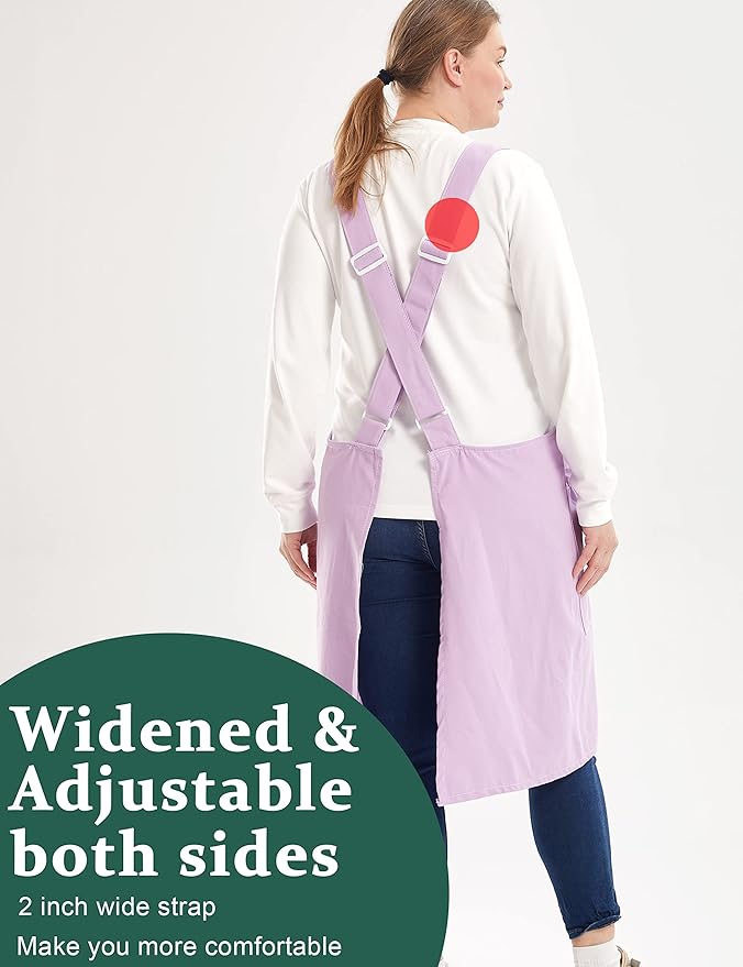 Big Plus Size Aprons for Women with Pockets Cotton Linen Baking Kitchen Cooking