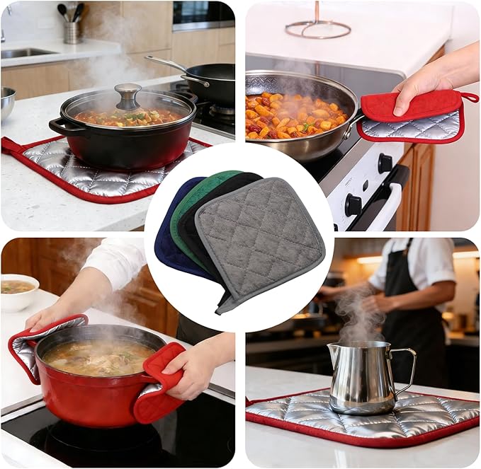 4 Pack Pot Holders for Kitchen Clearance Oven Potholders Sets for Kitchens Hot Pads for Kitchen Countertops Heat Resistant Red