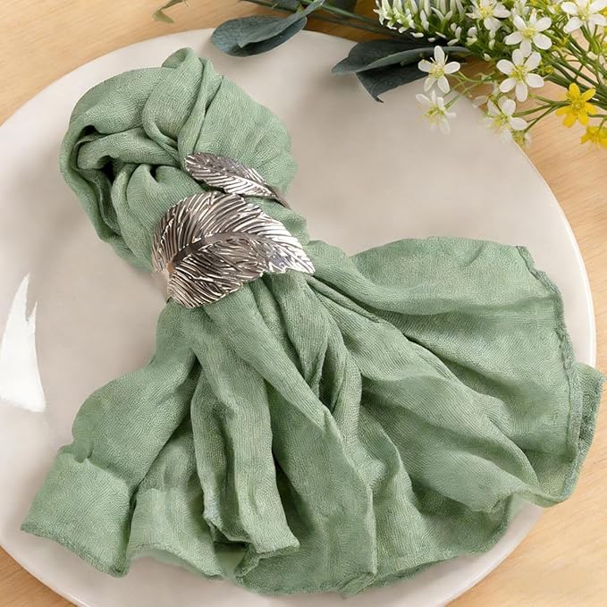 MLMC 10 Pack Sage Green Cheesecloth Napkins Bulk Washable Cloth Napkins Set of 10 21"x21" Rustic Boho Gauze Dinner Table Napkins for Wedding Bridal Shower Baby Shower Party Decor