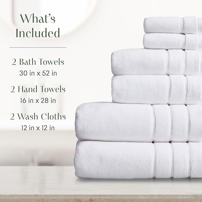 Springtree Home Luxury Turkish Cotton Bath Towels Set | 100% Turkish Cotton | Premium Bath Towels | Ultra Soft Thick Plush & Highly Absorbent | Luxury Hotel & Spa Bathroom Towels | Alpine White