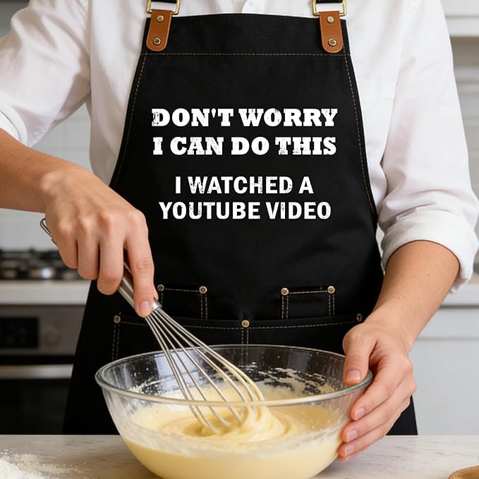 Baking Apron for Men Women,Funny Apron Baking Gifts with 2 Pockets for Men Women BBQ Grilling,Adjustable Cooking Kitchen Work Waterproof Bib Apron Thanksgiving Christmas