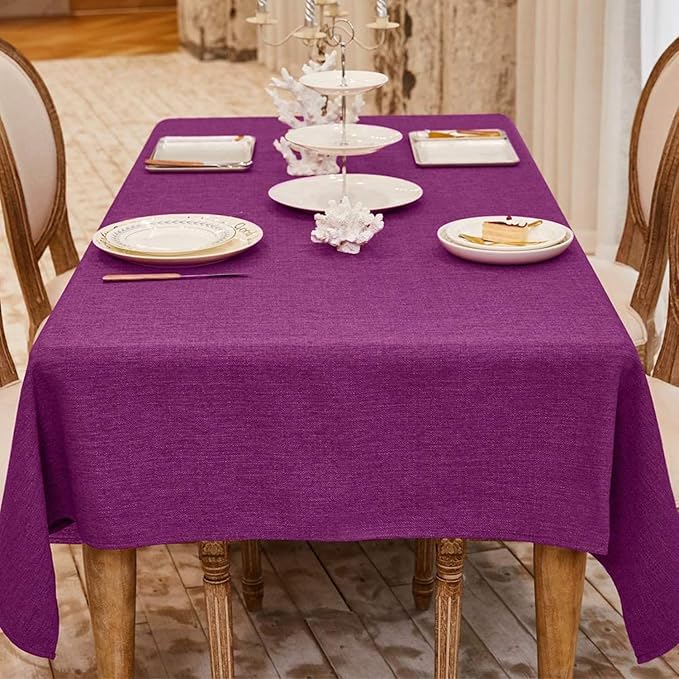BALCONY & FALCON Square Tablecloth Washable Wrinkle Resistant and Water Proof Table Cloth Decorative Linen Fabric Tablecloths for Dining Parties Kitchen Wedding and Outdoor Use (Purple, 55x55)