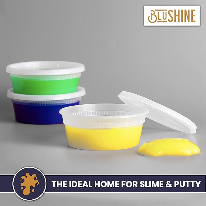 BluShine [40 Sets] 8 oz. Plastic Deli Food Storage Containers with Airtight Leak Proof Lids - Reusable - Microwave, Fridge, and Freezer Safe