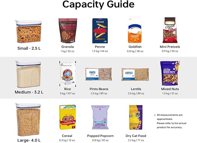 Felli Cereal Container Storage Airtight Holds 32 oz Family Size Breakfast Box with Flip Top Lid, Stackable Acrylic Dry Food Dispenser, Protein Granola Oats Grains, Crunch Keeper (Large 4.1Qt - 2pk)