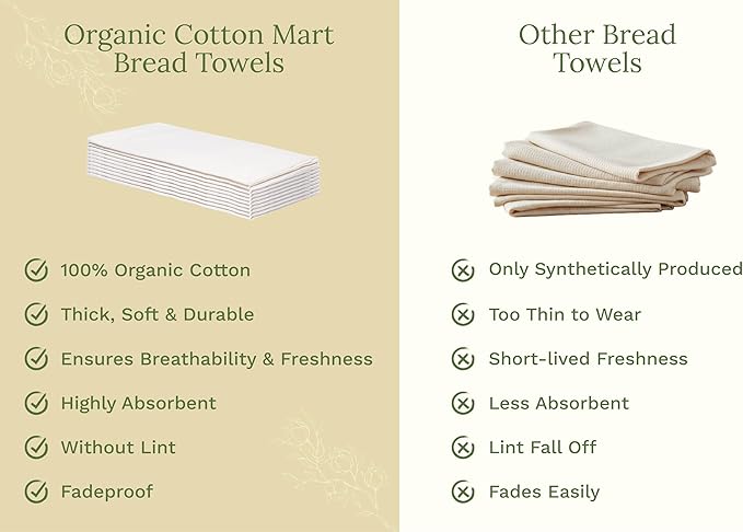 Organic Cotton Flour Sack Kitchen Towels - 10 Pack, Off-White Organic Cotton Tea Towels - Extra Large Flour Sack Cotton Dish Towels- Lint-Free Unbleached Kitchen Towels - 27"x27" (Off-White - 10 Pack)