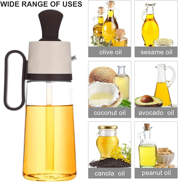 Glass Olive Oil Dispenser Bottle With Silicone Brush 3 In 1, Vinegar Soy Sauce Dispenser, Silicone Dropper Measuring Olive oil Sprayer Kitchen Gadgets for Cooking, Baking, BBQ Pancake, Air Fryer