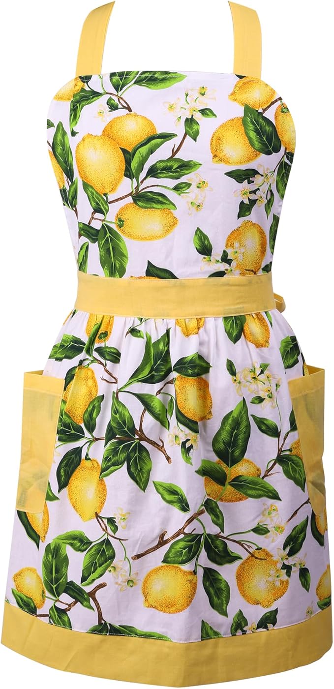 NEOVIVA Kitchen Aprons for Women with Pockets,Cooking Aprons for Women,Vintage Apron for Baking Gardening,Gifts for Mothers
