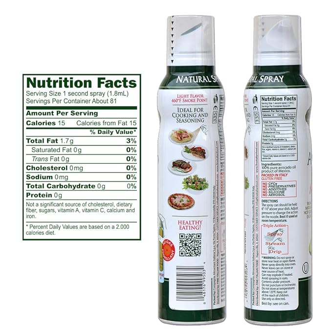 Mantova Avocado Oil, 100% Pure Cooking Oil Spray, perfect for healthy Keto snacks, baking, grilling, seasoning, or cooking, our oil dispenser bottle lets you spray, drip, or stream with no waste, 5 oz