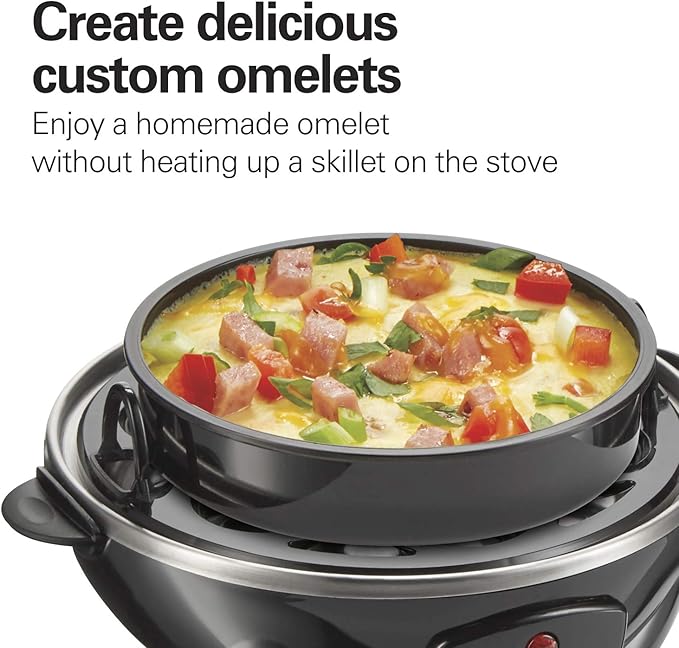Hamilton Beach 3-in-1 Electric Egg Cooker for Hard Boiled Eggs,Poacher,Omelet Maker & Vegetable Steamer,Holds 14,Black (25508),(Pack of 2)