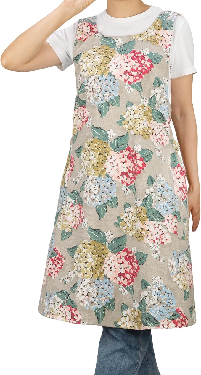 NEOVIVA Kitchen Aprons for Women with Pockets,Cooking Aprons for Women,Vintage Apron for Baking Gardening,Gifts for Mothers