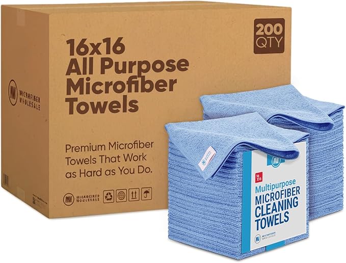 Microfiber Wholesale 16" x 16" All Purpose Towels (Blue-200 Qty)