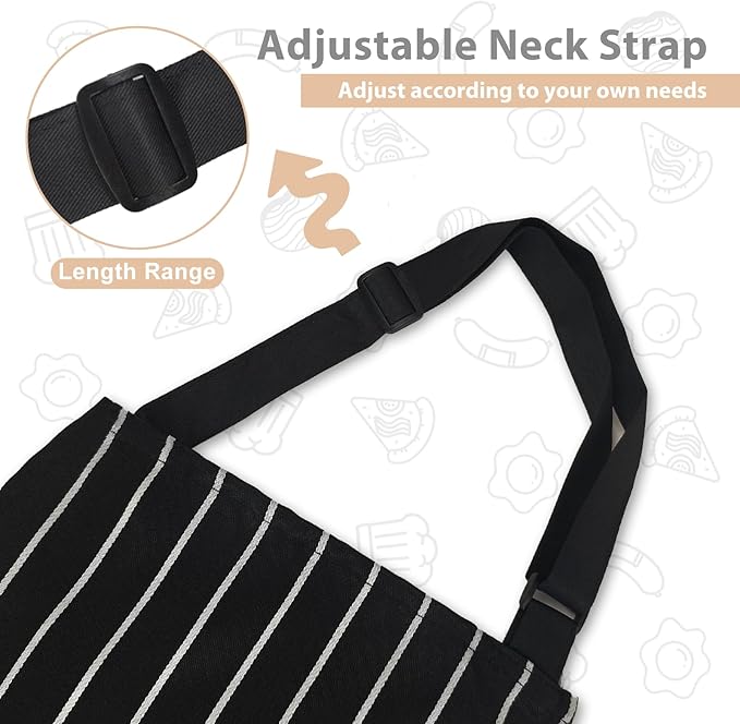 VALOME 2 Pack Kitchen Aprons, Apron for Cooking with 2 Pockets, Unisex Adjustable Neck Strap Chef Aprons for Men Women