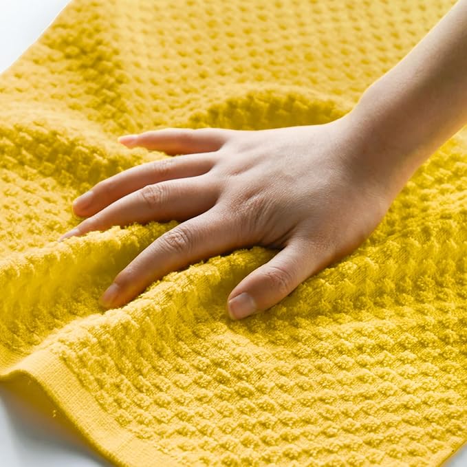 Artoid Mode Ring Spun Cotton Yellow Kitchen Dish Towels, 15x25 Inch Ultra Soft Absorbent Quick Drying Household Cleaning Tea Towels Bar Towels Set of 6