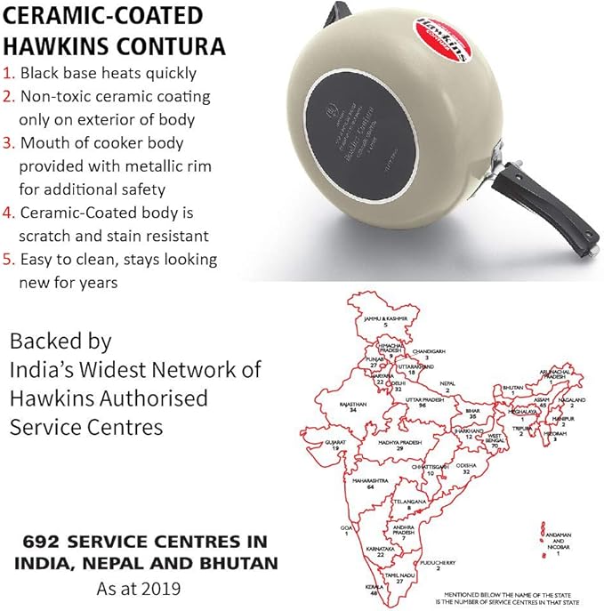 Hawkins Ceramic Coated Contura Pressure Cooker, 5 L, Apple Green