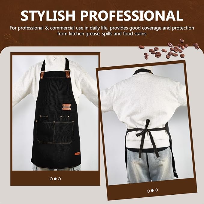 APRONPANDA Chef Apron for Men Women with Pockets Adjustable Strap, Water Repellent Apron for Cooking, Baking
