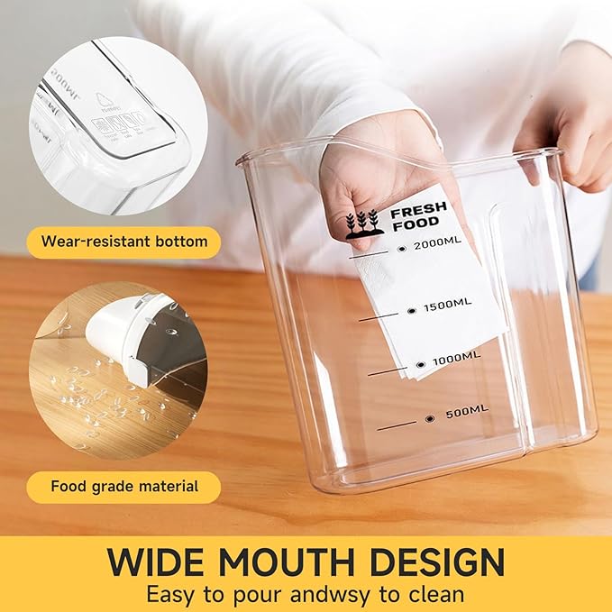 Rice Containers 5.5LB, and Cereal Storage Dispenser-Airtight Food Storage Organizers BPA free Plastic Kitchen Storage Containers food-grade PET material Suitable for rice, cereal, flour,etc(Blue)